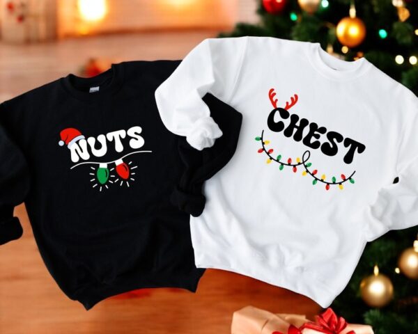 Chest Nuts Led Christmas Couples Matching Sweatshirts Product Photo 1