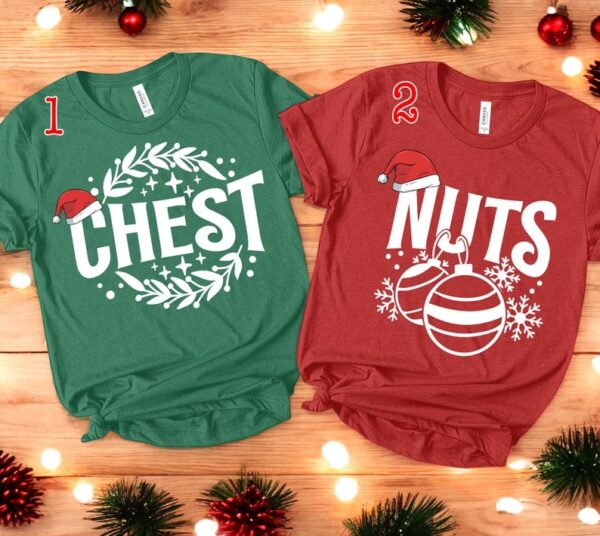 Chest Nuts Merry Christmas Matching Christmas Couple Shirt Product Photo 1