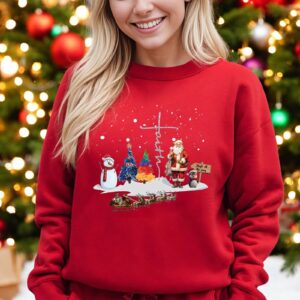 Christ Faith Santa Christmas Sweatshirt, Snowman Deer Christmas Shirt Product Photo 3