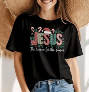 Christian Jesus The Reason Xmas Holiday Season Christmas Shirt Gift - Women Black T-Shirt