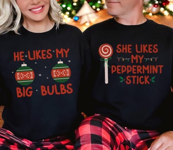 Christmas Couple Sweatshirt, Funny Christmas Couple Matching Outfit Product Photo 1