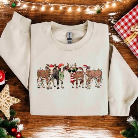 Christmas Cow Farm Chirstmas Sweatshirt Product Photo 1