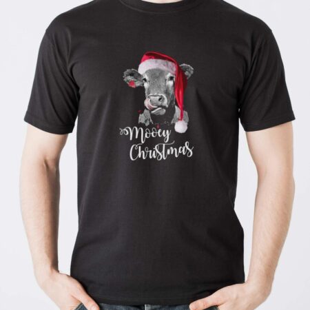 Christmas Cow with Santa Hat Shirt - Men T-Shirt