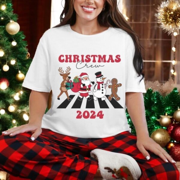 Christmas Crew 2024 Santa Crossing Road Family Matching Shirt Product Photo 1