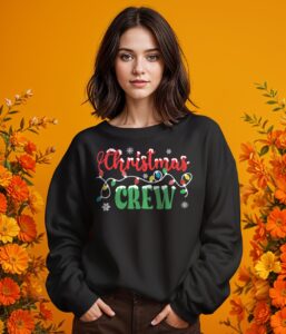 Christmas Crew Family Christmas Shirt Gift - Girl Black Swearshirt