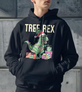 Christmas Dinosaur Tree Rex Xmas Trex Shirt Gift - Men Black Hoodie