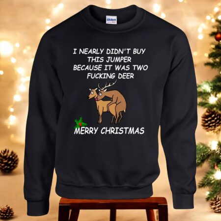 Christmas Funy Faking Deer Christmas Sweatshirt Product Photo 1