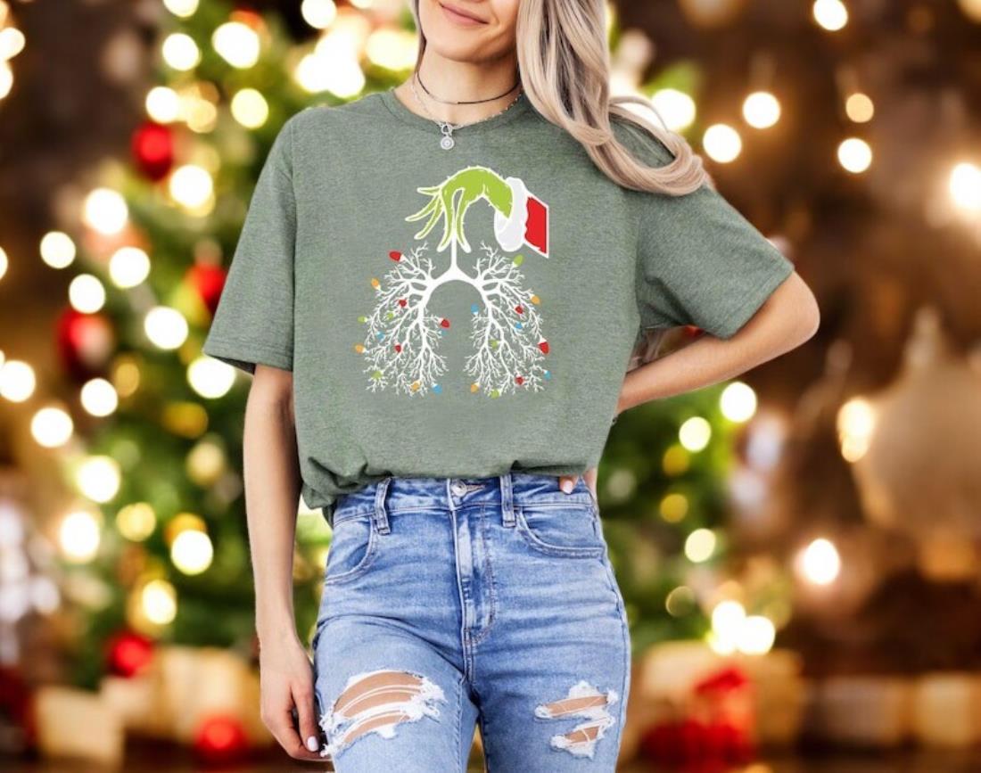 Christmas Grinch Shirt, Doctors Christmas Shirt, Lung Xmas Lights Shirt Product Photo 2