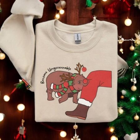 Christmas Moo Deng Sweatshirt Product Photo 1