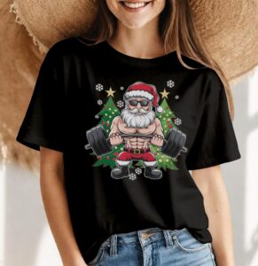 Christmas Santa Deadlift Xmas Weightlift Gym Shirt Gift - Women Black T-Shirt