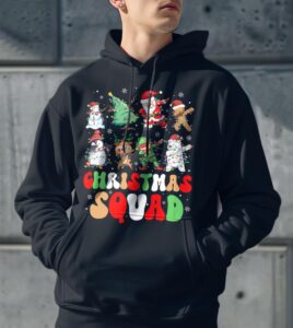 Christmas Squad Santa Dabbing Elf Family Matching Shirt Gift - Men Black Hoodie