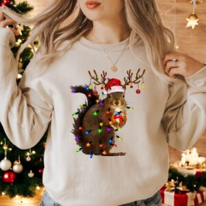 Christmas Squirrel Lights Cute Christmas Sweatshirt Product Photo 2