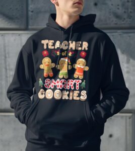 Christmas Teacher Cute Gingerbread Cookies Funny Holiday Shirt Gift - Men Black Hoodie