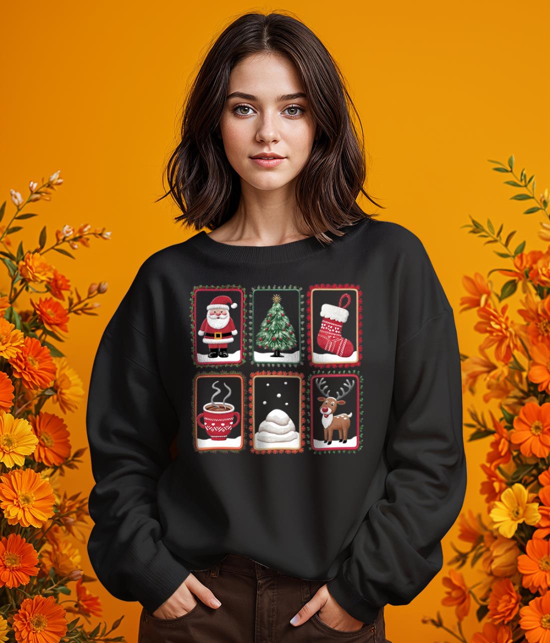 CHRISTMAS THINGS Christmas Shirt - Girl Black Swearshirt