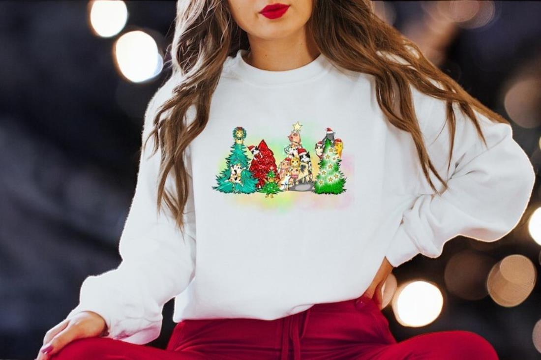 Christmas Tree Cat Sweatshirt Product Photo 2