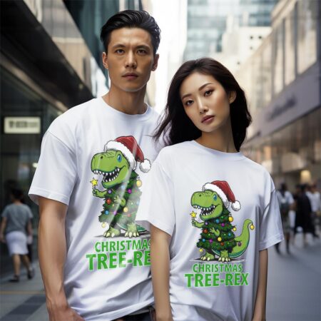 Christmas Tree REX Shirt, Hoodie, Christmas Sweatshirt - White Couple White T-Shirt