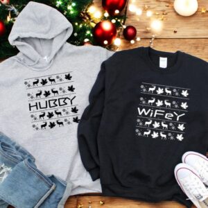 Christmas Wifey Hubby Christmas Couple Matching Shirt Product Photo 2