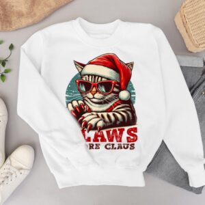 Claws Before Claus Cool Cat Christmas Shirt Product Photo 3