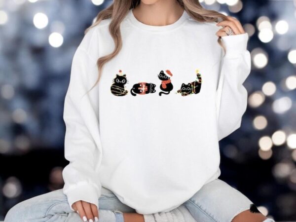 Comfort Colors Christmas Black Cat Sweatshirt Product Photo 1