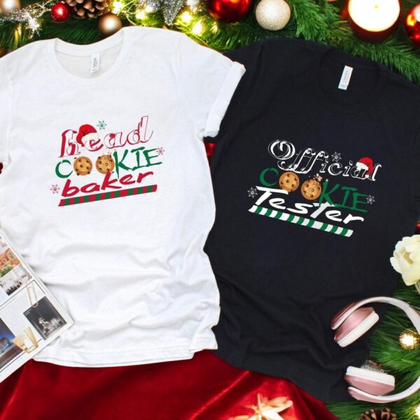 Cookie Baker And Official Taster Christmas Couple Matching Shirt Product Photo 1