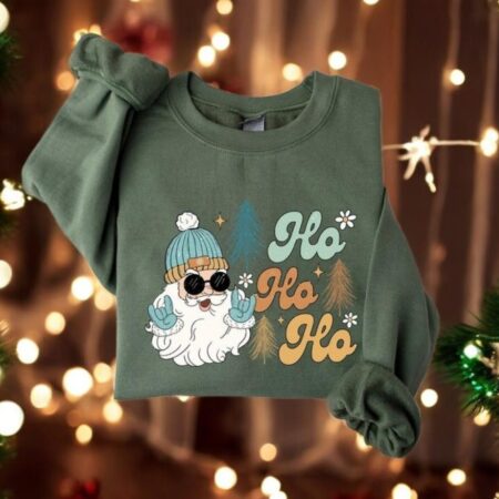 Cool Santa Ho Ho Ho Christmas Sweatshirt Holiday Gift Product Photo 1