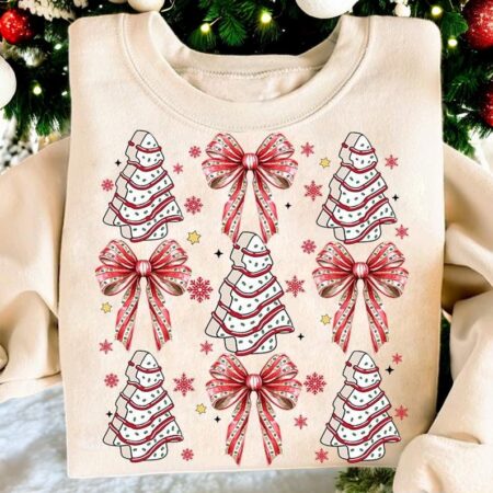 Coquette Christmas Tree Cake Christmas Sweatshirt Product Photo 1