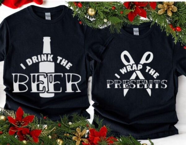 Couples Christmas Shirts I Drink The Beer I Wrap Presents Product Photo 1