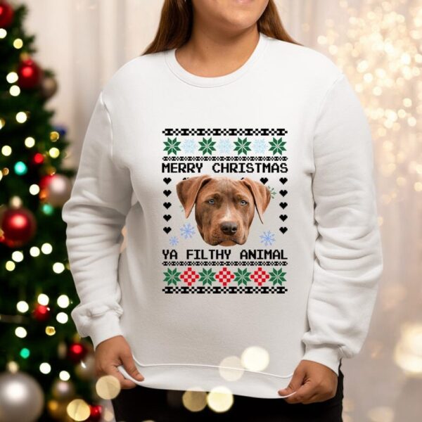 Custom Dog Photo Pet Photo Ya Filthy Animal Ugly Xmas Christmas Sweatshirt Product Photo 1