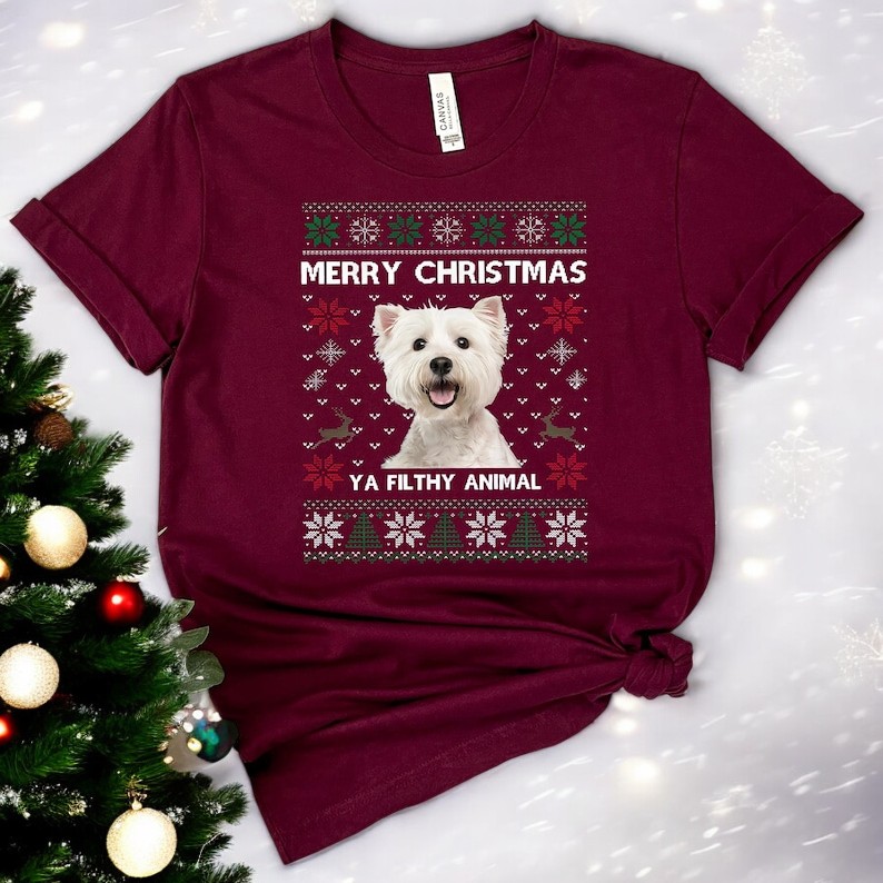 Custom Photo Ya Filthy Animal Dog Ugly Christmas Sweatshirt Product Photo 2