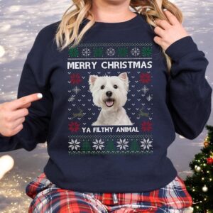 Custom Photo Ya Filthy Animal Dog Ugly Christmas Sweatshirt Product Photo 4