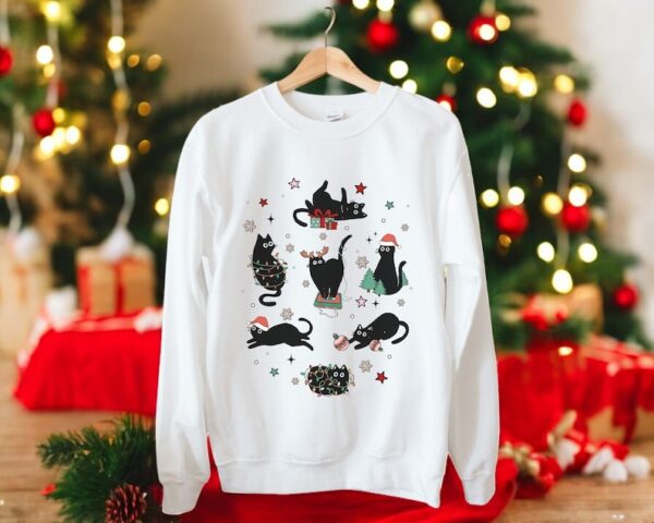 Cute Cat Merry Christmas Sweatshirt Product Photo 1