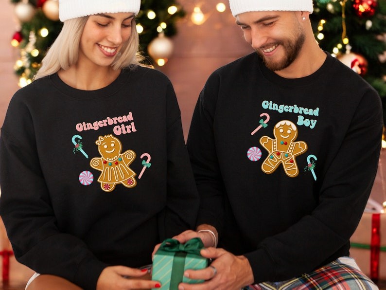 Cute Gingerbread Couple Matching Christmas Shirt Product Photo 2