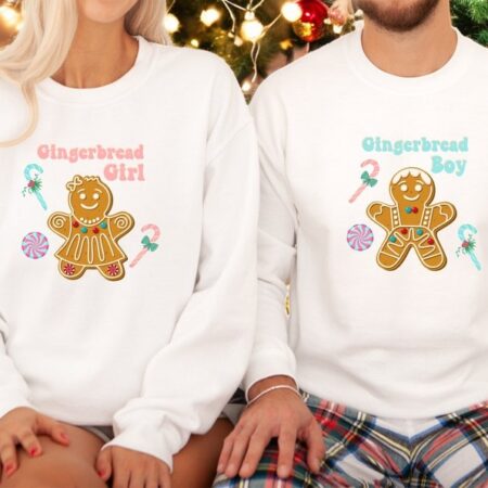 Cute Gingerbread Couple Matching Christmas Shirt Product Photo 1