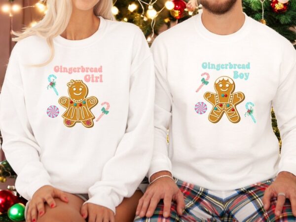 Cute Gingerbread Couple Matching Christmas Shirt Product Photo 1