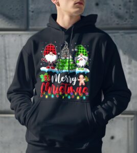 Cute Gnomes Merry Christmas Light Family Gnome Xmas Matching Shirt Gift - Men Black Hoodie