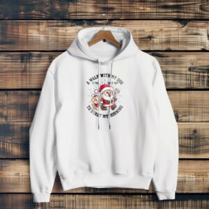 Cute Santa Morning Walk With His Dog Merry Christmas Christmas Shirt - White Hoodie