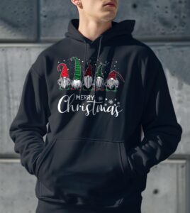 Cute Xmas Gnomes In Plaid Hats Merry Christmas Gift Fabulous Gnome Graphic Christmas Shirt - Men Black Hoodie