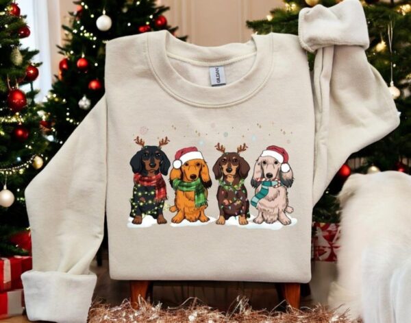 Dachshund Christmas Sweatshirt, Christmas Dog Shirt Product Photo 1