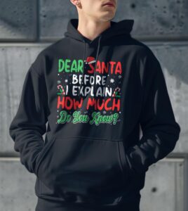 Dear Santa Before I Explain How Much Do You Know Funny Christmas Gift Christmas Shirt - Men Black Hoodie