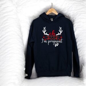 Deer I'm Pregnant, The Buck Behind The Bump Couple Matching Christmas Sweatshirts Product Photo 3