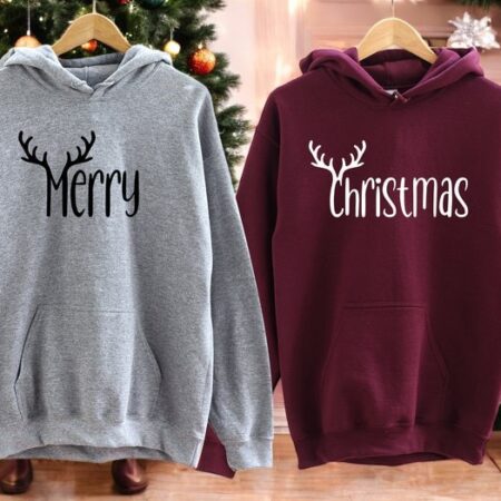 Deer Merry Christmas Couple Matching Christmas Shirt Product Photo 1