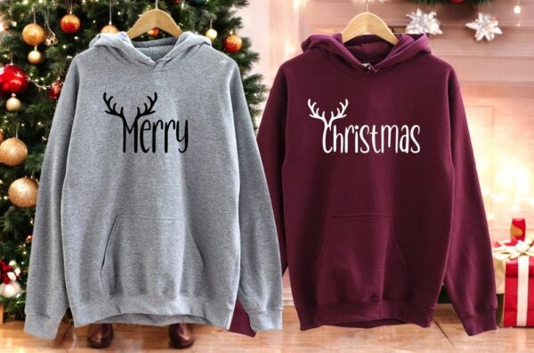 Deer Merry Christmas Couple Matching Christmas Shirt Product Photo 1