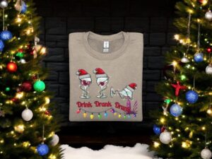 Drink Drank Drunk Funny Christmas Sweatshirt Product Photo 3