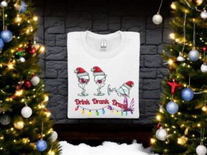 Drink Drank Drunk Funny Christmas Sweatshirt Product Photo 4