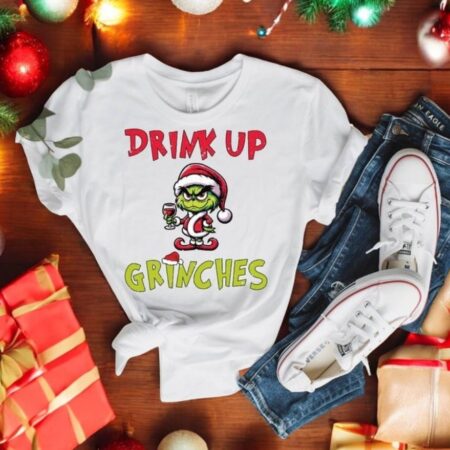 Drink Up Cute Grinches Party Christmas Shirt Product Photo 1