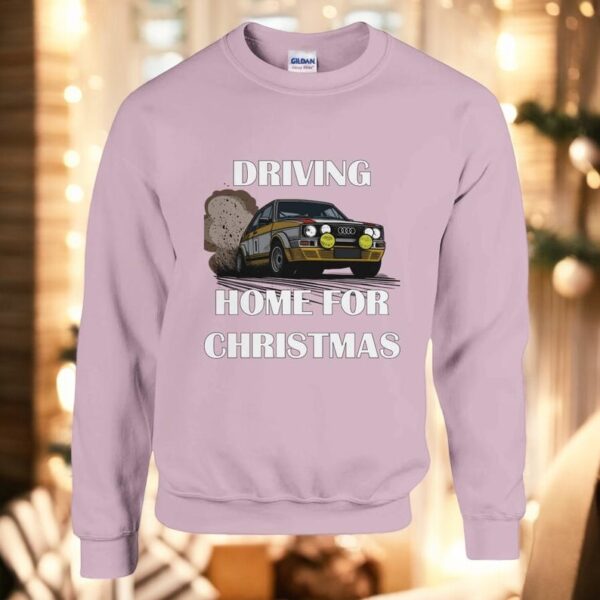 Driving Home For Christmas, Audi Rally Fun Festive Fun Car Christmas Jumper Sweatshirt Product Photo 1