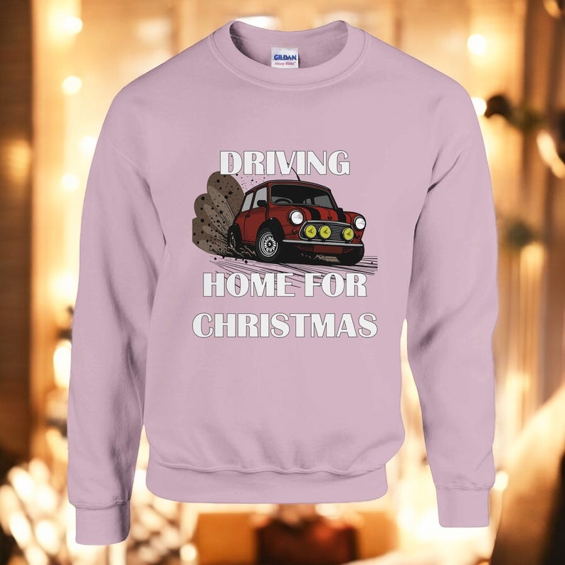 Driving Home For Christmas, Classic Mini Rally Festive Car Christmas Jumper Sweatshirt Product Photo 2