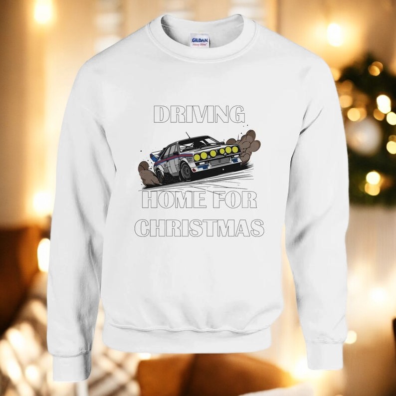 Driving Home For Christmas, Lancia Rally Fun Festive Christmas Jumper Sweatshirt Product Photo 2