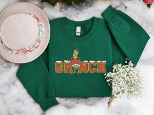 Embroidered Grinch Christmas Sweatshirt Product Photo 2