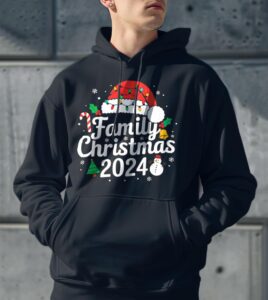 Family 2024 Christmas Matching Team Santa Elf Squad Shirt Gift - Men Black Hoodie